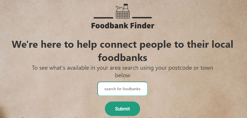 Foodbank Finder Landing Page