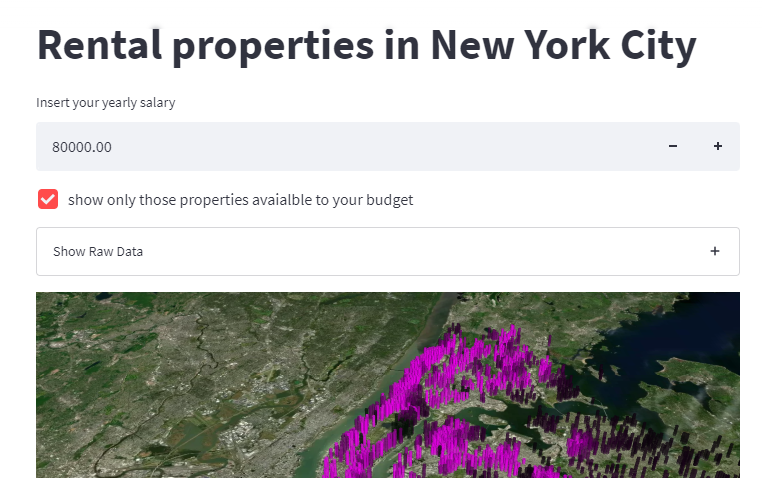 streamlit analysis of nyc rental market